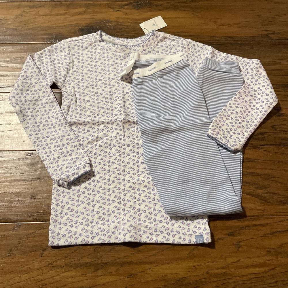 New Gap kids 2 piece pajamas PJs long sleeves pants blue size 5 years